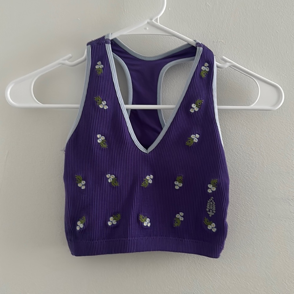 Free People Floral Embroidered Halter Tank